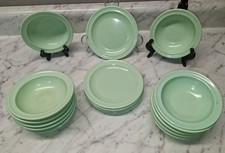 Vtg Set of 17 SUPER DON-ITE Melmac/Melamine Light Mint Green Plates & Bowls picture