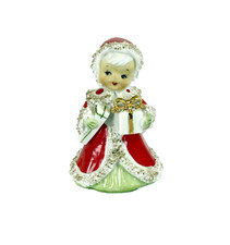 1950s Vintage Christmas Angel Bell Figurine Gift Presents Spaghetti Trim Lefton picture