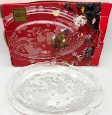 Mikasa Holiday Lights Crystal Frosted Glass Christmas Sweet Dish 9.25” Angels Bo picture