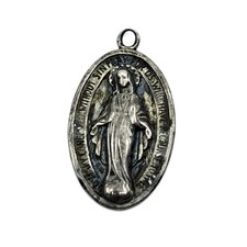 Vintage Sterling Silver RLP Blessed Medal Mary Prayer Saint Medal picture