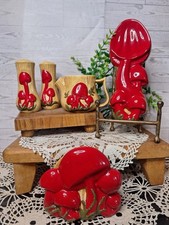 Vntg 1980's Ceramic Mushroom Kitchen Accessories Set, Cottage Core, MCM, Retro picture