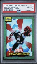 2024 Topps Chrome Marvel Captain America Green Refractor 65 /99 PSA 10 #92 POP 9 picture