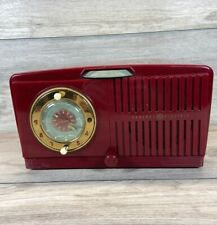 General Electric Plaskon Tube Model 517F Radio Alarm Clock Vintage Dark Red ⭐️ picture