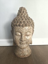 Vintage Large Ceramic Buddha Head Statue 16.5” 12.5 Lbs Crackle Glaze Decor picture