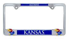 KU Kansas Alumni License Plate Frame Second Generation All Metal Dual 3D Logos picture