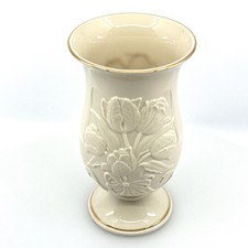 Lenox Tulip Splendor 2002 Mother's Day Vase 24K Gold Trim Ivory Porcelain 8.25in picture