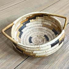 Sophie Stevens Papago Native American Handmade 1950 Willow Basket w/ Handles picture
