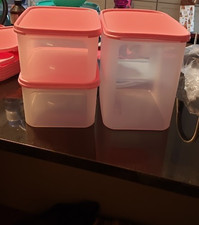 Tupperware Modular Mates PINK RECTANGLE CONTANERS 6 PIECES (3/3) NEW picture