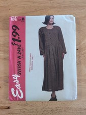 McCall's Stitch'n Save 6647 Misses Long Sleeve Dress Pattern Size B(L-XL) Uncut picture