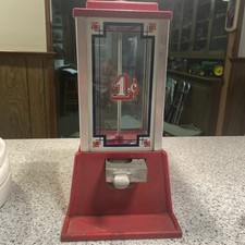 Vintage DEAN 1 Cent Penny Arcade Red Candy Gumball Machine Works picture