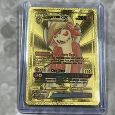 Lycanroc GX Pokemon Gold FAN ART Card Embossed Collectible 138/145 picture