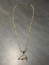 VTG Mark Yazzie Sterling Necklace Spirit Bear Pendant 925 12K GF Overlay Native picture