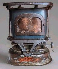 Antique 1881 The Volunteer Blued Steel Cast Iron Sad Iron Heater Kerosene Stove picture