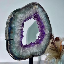 23.21LB  Natural Agate Amethyst Cave Crystal Slice shaped Hand Cut Repai picture
