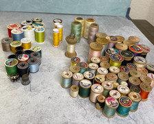 Vintage 85+ Wooden Spools Thread Belding Corticelli Coats clarks mixed lot Silk picture