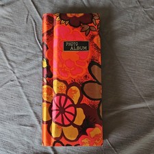 Groovy Vintage 70s Flower Power Floral Photo Album Hippie pink mustard maroon picture