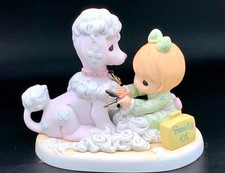 Precious Moments Girl Grooming Poodle Dog Figurine “Beauty Kit” Pastel Porcelain picture