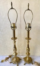 Set Of 2 Victorian Style Heavy Brass Table Lamps Needs Repair picture