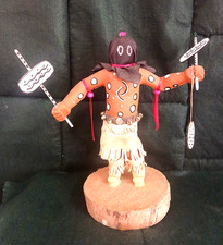 Vintage Navajo Hand Carved Painted Apache Clown Dancer Wood Kachina 9