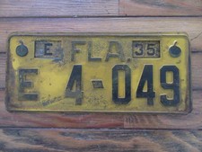 1935 Florida license plate, correct locking strip, E4-049 picture