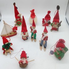 Vintage Danish Holboll Wooden Christmas Figures Handmade Denmark Folk Art x11 picture