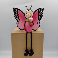 Anthropomorphic Happy Butterfly With Flower Shelf Sitter Dangling Legs Figurine picture