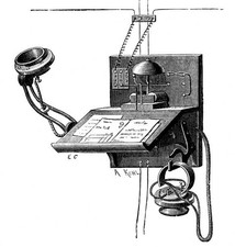 Edison transmitter a pony crown receiver New York c1891 Telephone - Old Photo picture