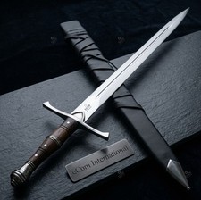 Premium Hand Forged Medieval Renaissance Longsword Full Tang Leather Scabbard picture