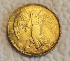 VTG Double Sided Gold Plated Guardian Angel Pendant Religious Charm Gift picture