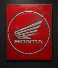 Honda Vintage Steel Garage Sign 20x24 Handmade Aluminum Relief picture