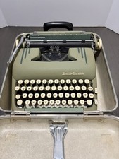 Vintage 50s Smith Corona Silent Super Typewriter Olive Green & Case WORKING picture