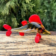 Glass Perch Fish Figurine – Hand Blown Art Glass Fish Decor Collectible picture
