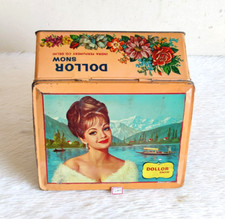Vintage Beautiful Lady Graphics DOLLOR SNOW Advertising Perfumery Tin Box TI805 picture
