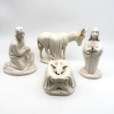 Vintage Holland Mold White Ceramic Nativity Set 4 Piece Mary Joseph Baby Jesus picture