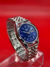 Automatic Vintage Seiko 5  mechanical Blue Dial Day Date  men's wristwatch Watch picture