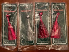 Holiday Accents Christmas Tree Tinsels Set 4 Red Silver Ornament Tassel picture