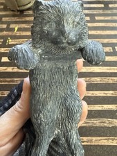Holland Mold Cat Pot Hanger Figurine Gray Climbing Kitten Planter Decor picture