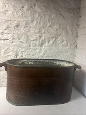 Copper Boiler / Canner / Wash Tub Wooden Handles Early 1900s No Lid Antique picture