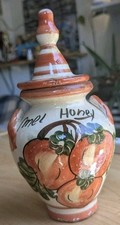 Vintage Glazed Terracotta Honey Jar (“Mel Honey”) – Hand-Painted Pottery picture