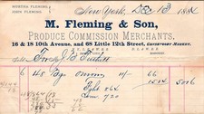 M Fleming & Son 1884 10th Ave Murtha Fleming NY Antique Letterhead Billhead TC15 picture