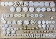 Lot of 108 Antique Vtg Bakelite Early Plastics White Buttons 1/4