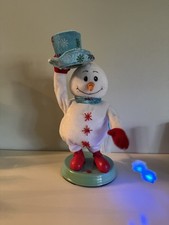 Gemmy Mini Blue Snowflake Spinning Snowman Animated Decor (Read) picture
