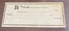 VTG Blank Check La Salle National Bank In Chicago ILL 1950s? picture