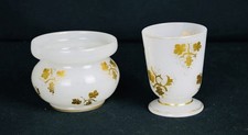 Pair Of 19th Cent. FRENCH BACCARAT TRANSLUCENT OPALINE GLASS CABINET VASE GRAPES picture