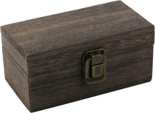Antique Rectangle Wooden Box with Hinged Lid and Lock (1 Floor) picture