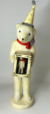 ESC Trading Co Vicki Smyers Bear Christmas Figurine Flocked 12.5” White Red 2002 picture
