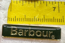 Barbour British Heritage Green Gold Tone Rectangle Enamel Lapel Tack Pin picture