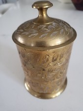 Indian Brass Lidded Canister  Trinket Box With Lid 5 1/2