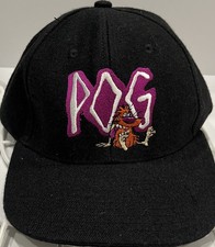 Vintage POG World Pog Federation Baseball Cap Hat Snapback Black 90s Advertising picture