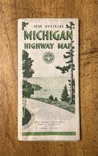 VINTAGE 1935 Official Michigan Highway Map State Highway Department picture